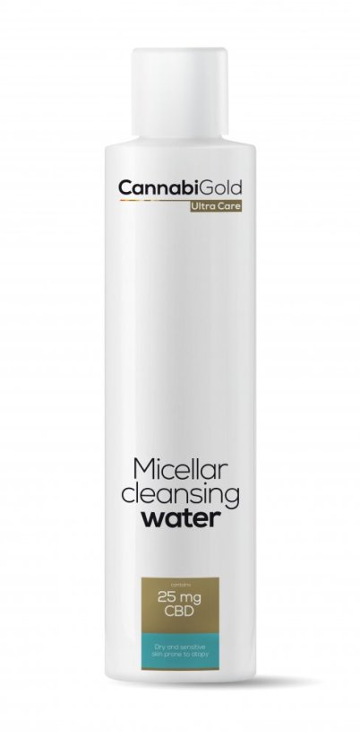 CannabiGold Mitsellaarne kuiv nahk puhastamine vesi CBD 25 mg, 200 ml