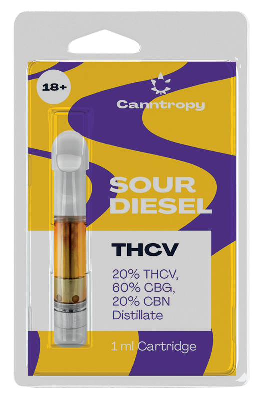 Canntropy THCV カートリッジ サワー ディーゼル - 20 % THCV、60 % CBG、20 % CBN、1 ml