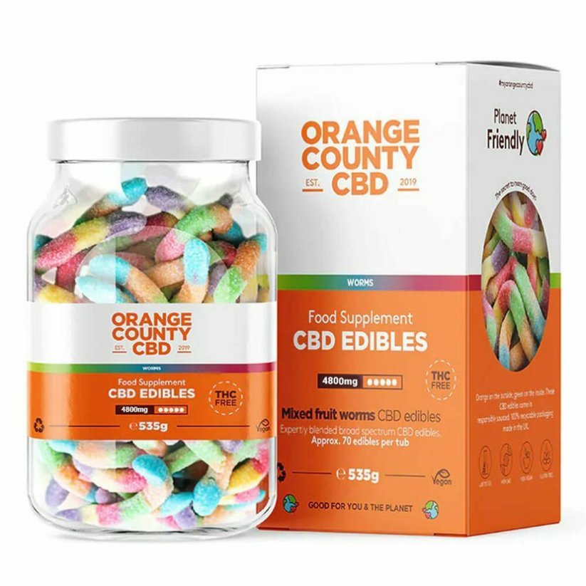 Orange County CBD Gummies Worms, 70 st, 4800 mg CBD, 535 g