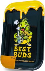 Best Buds Bandeja grande de metal para liar Dab con tarjeta magnética para molinillo