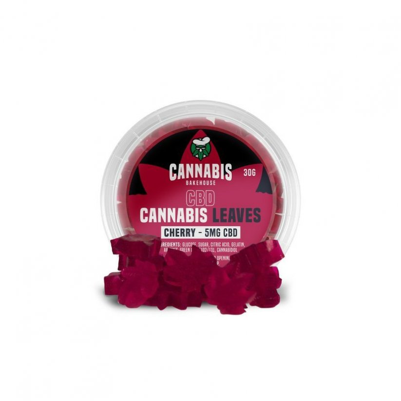 Cannabis Bakehouse - CBD gumiszerű levelek Cseresznye, 10pcs x 5mg CBD