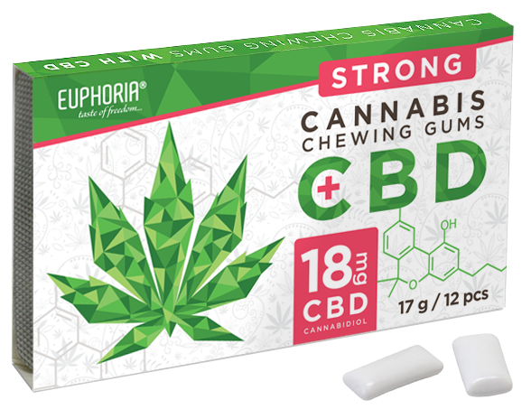 Euphoria Chewing gum , 18mg CBD, 12pcs, 24g