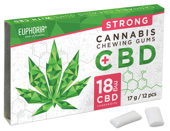 Euphoria საღეჭი რეზინი, 18 მგ CBD, 12 ცალი, 24 გრ