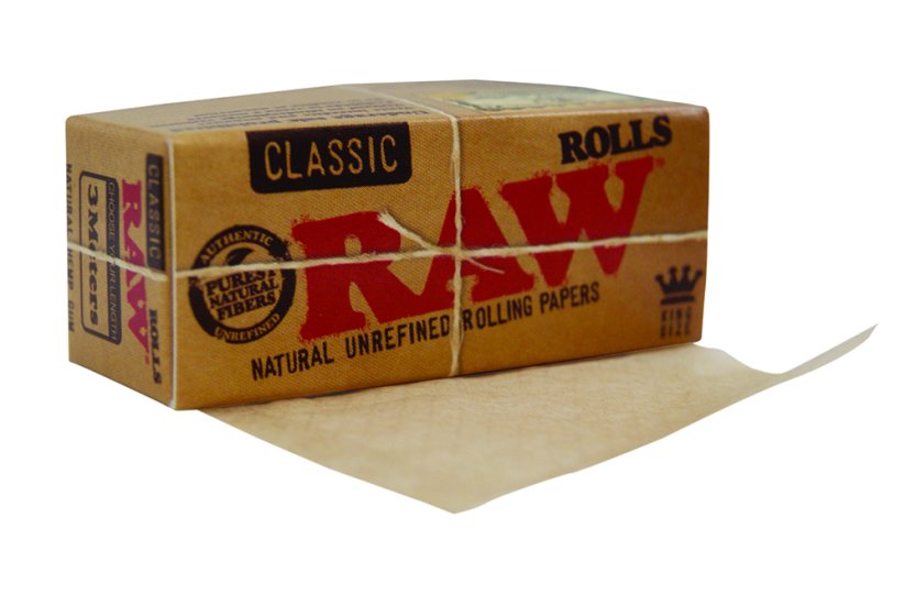 RAW Papirji Kraljeva velikost Rolls, 3 m, 12 kosov v škatla