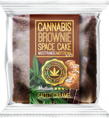 Brownie de caramelo salado con cannabis (sabor sativa medio) - Caja (24 paquetes)