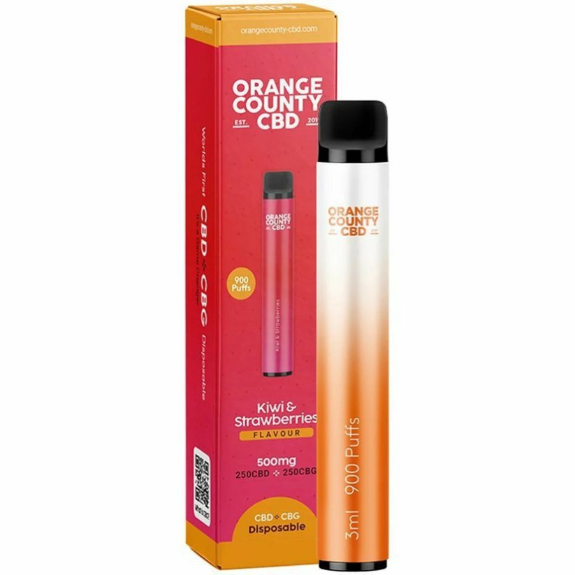 Orange County CBD Vape Pen kiivi ja maasikad, 250 mg CBD + 250 mg CBG, 3 ml