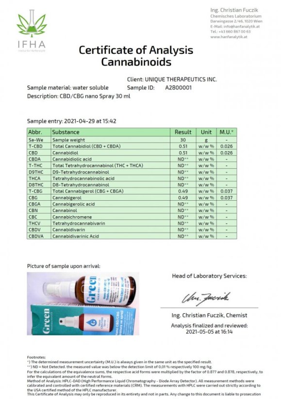 Green Pharmaceutics Nano CBG/CBD Vaporisateur - 300 mg, 30 ml