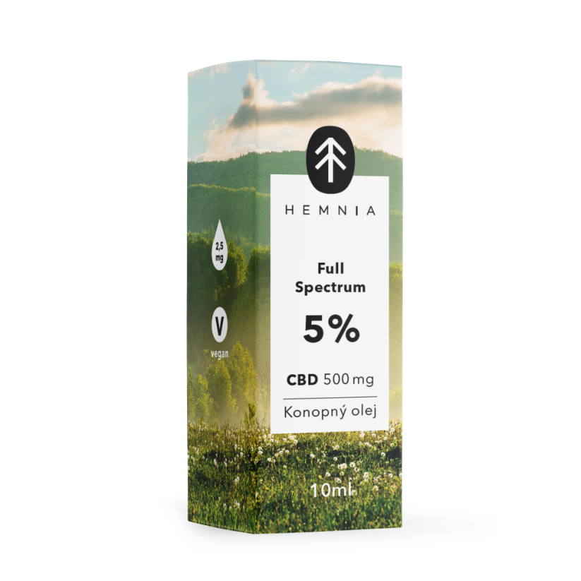 Hemnia Повний спектр CBD Конопля олія 5%, 500mg, 10ml