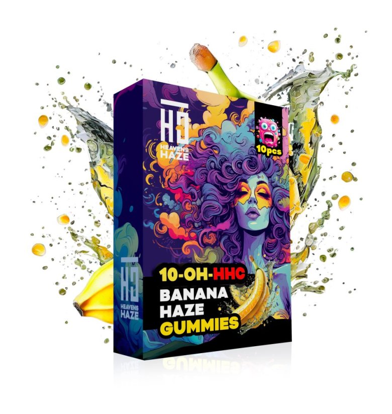 Heavens Haze 10-OH-HHC Gummies Banana Haze, 10 tk