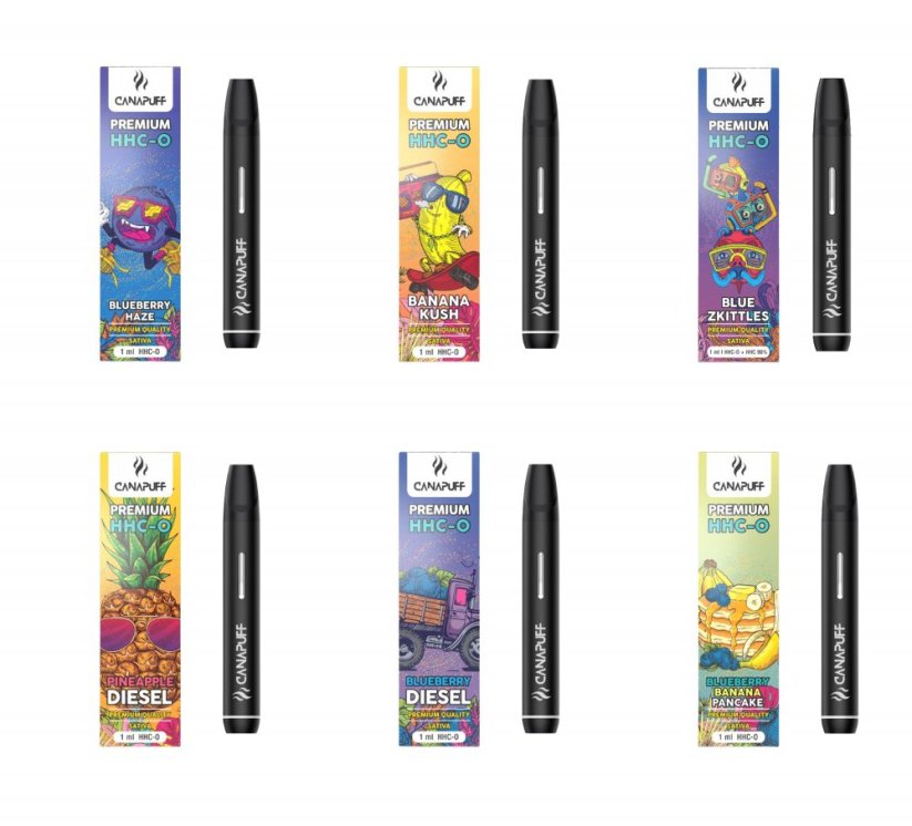 CanaPuff HHCO Vapes, All in One Set - 6 flavours x 1 ml