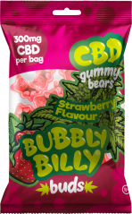 Bubbly Billy Buds Braškių skonio CBD guminiai lokiai (300 mg)