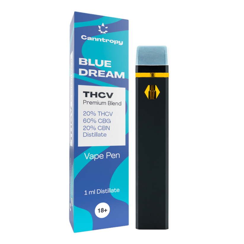 Canntropy THCV Pluma vaporizador sueño azul, 20 % THCV, 60 % CBG, 20 % CBN, 1 ml