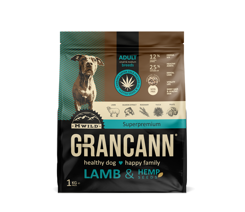 Grancann Lamb & Hemp seeds - Hemp food for small and medium breeds, 1kg
