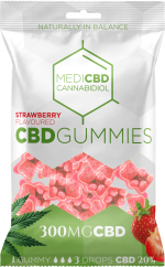 MediCBD maasikamaitselised CBD kummikarud (300 mg), 40 kotti karbis