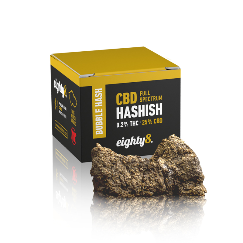 Eighty8 Boble Hash 25 % CBD, THC 0,2%, 1 g