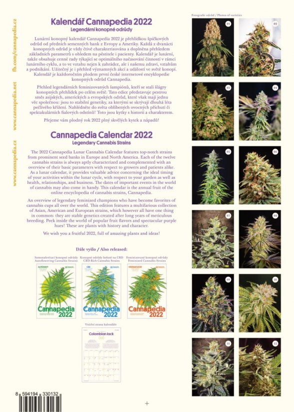 *Kalendář Cannapedia 2022 - Legendární konopné odrůdy + 2x semínko (TH Seeds a Seedstockers)