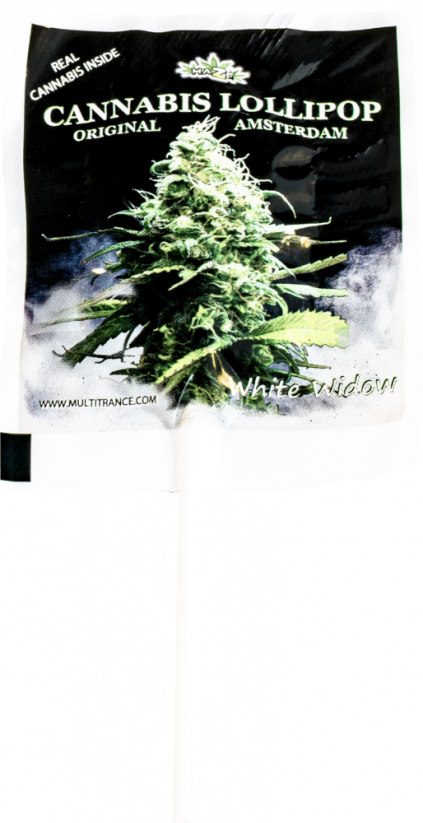 Lecca lecca White Widow alla cannabis – Stripe (10 lecca-lecca), 25 strisce in cartone