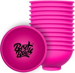 Best Buds Силиконска посуда за мешање 7 цм, розе са црним логотипом