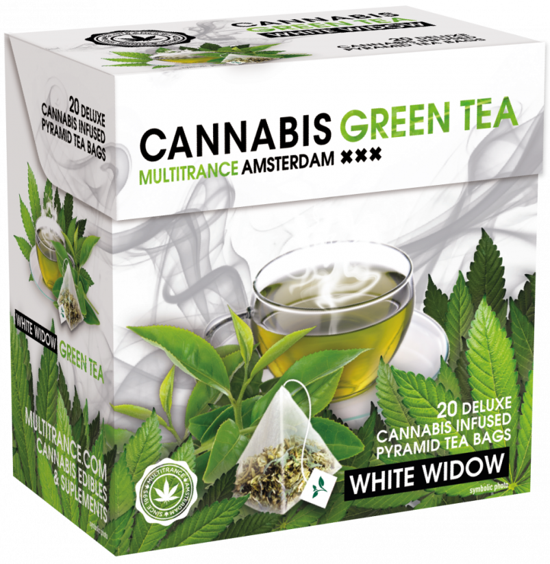 Зелен чай Cannabis White Widow (кутия с 20 пакетчета чай Pyramid)