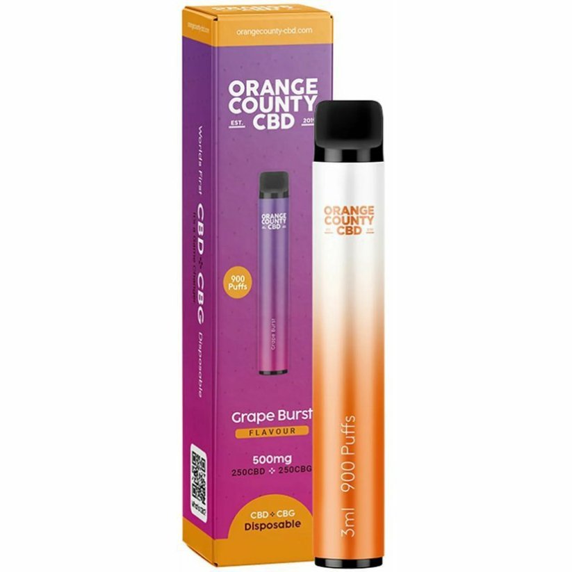 Orange County CBD Vape Pen Grape Burst, 250mg CBD + 250mg CBG, ( 2 ml )