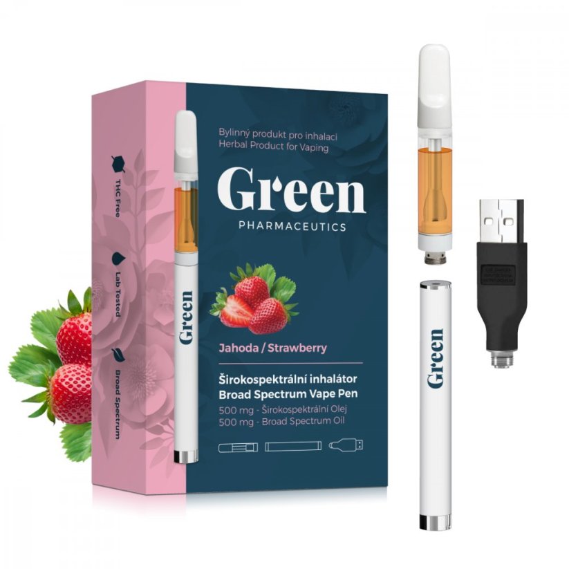 Green Pharmaceutics Široki spektar pribor za inhalaciju - jagoda, 500 mg CBD