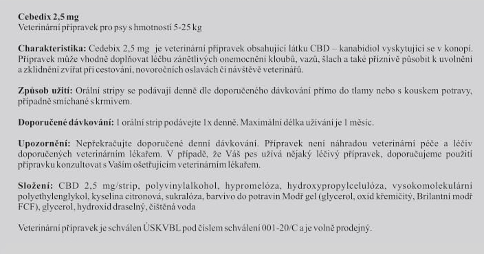 CEBEDIX Oral strip for pets with CBD 5mg x 30ks, 150 mg