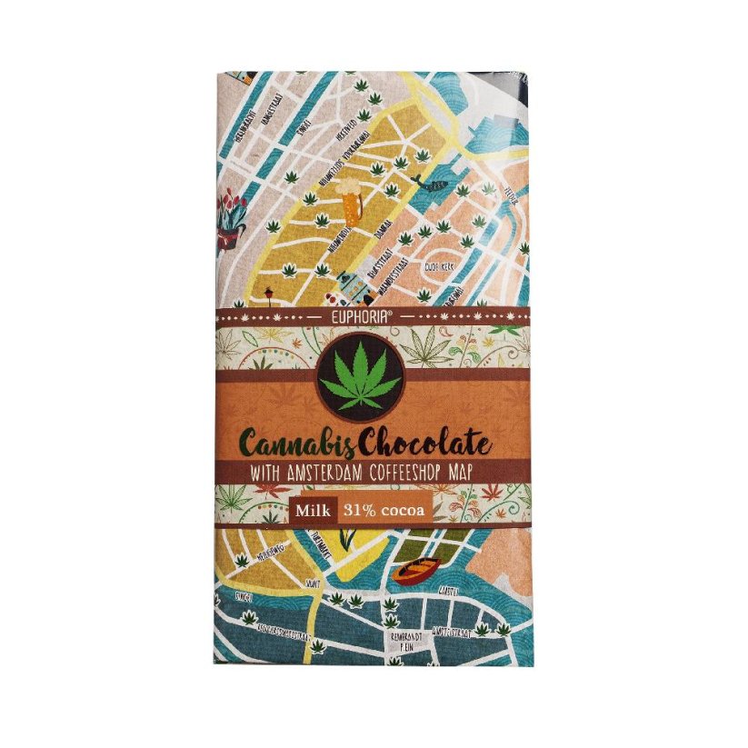 Euphoria Hanf-Milchschokolade mit 'Karte des Cafés' - Amsterdam 80 g