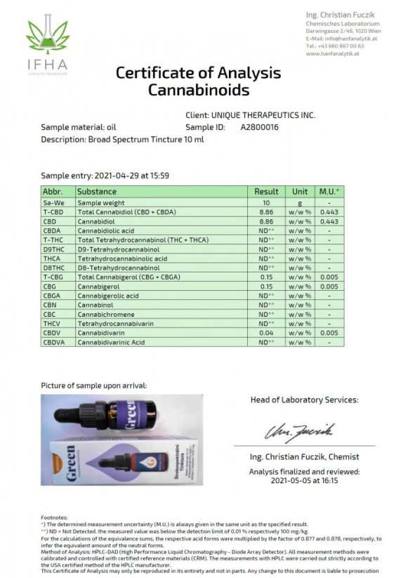 Green Pharmaceutics Large spectre teinture, 10 %, 1000 mg CBD, 10 ml