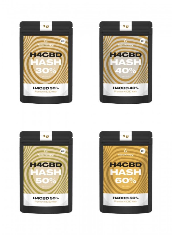 Canntropy Pacchetto di hash H4CBD dal 30 al 60%, set tutto in uno - 4 x da 1 g a 100 g
