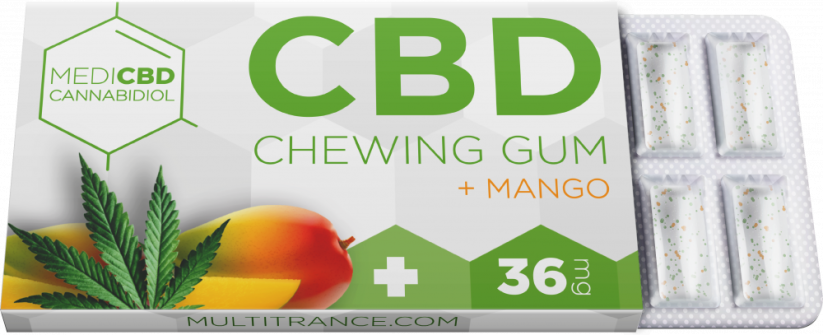 MediCBD Mango CBD Chewing Gum (36 mg CBD), 24 boîtes en présentoir