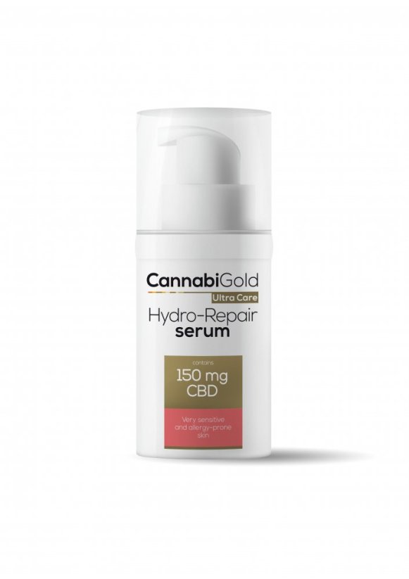 CannabiGold Hydro-Repair serum tal-ġilda sensittiva CBD 150 mg, 30 ml