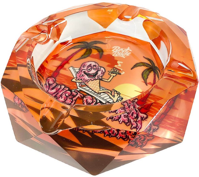 Best Buds Crystal Ashtray with Giftbox, Sunset Sherbet