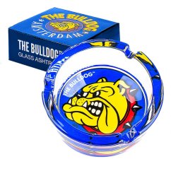 Oryginalna popielniczka z niebieskiego szkła firmy Bulldog