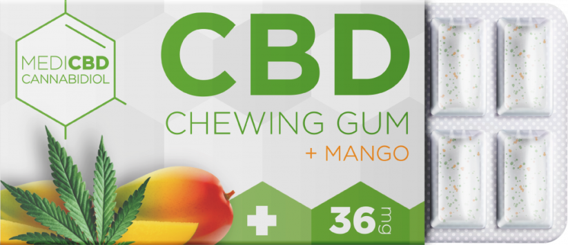 MediCBD Mango CBD košļājamā gumija (36 mg CBD), displejā 24 kastītes