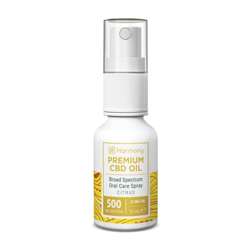 Harmony Cuidados bucais em spray CBD 500 mg, 15 ml, Citrino