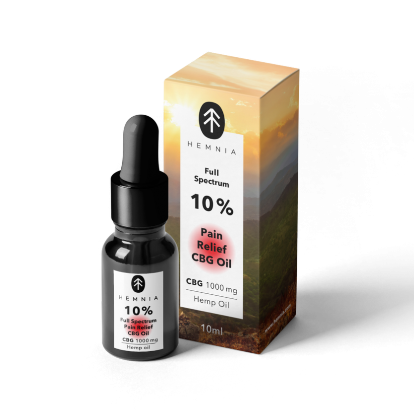 Hemnia Fuldt spektrum Smerte Lettelse CBG olie - 10 % CBG, 5 % CBD, 1000 mg, 10 ml