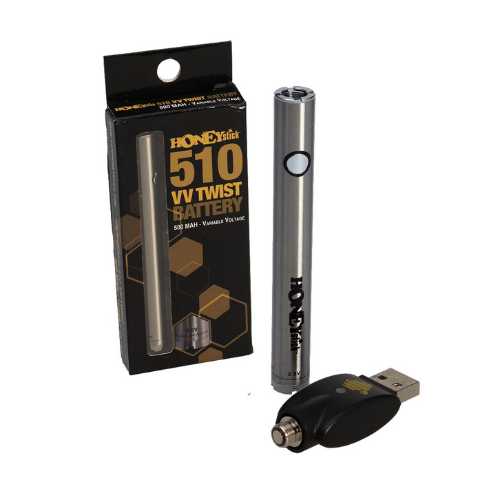 HoneyStick Bateria VV Twist do cartridge 510 - Srebrna