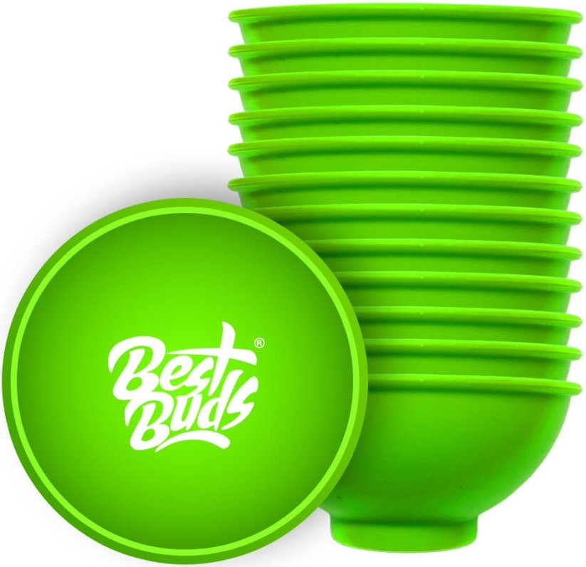 Best Buds Silikonisekoituskulho 7 cm, vihreä ja valkoinen logo
