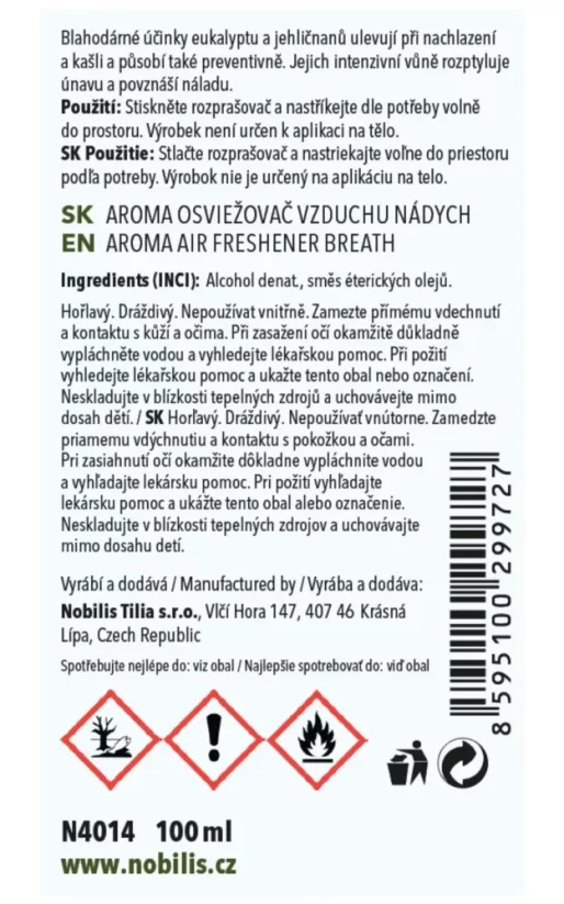 Nobilis Tilia Désodorisant Haleine, 100 ml