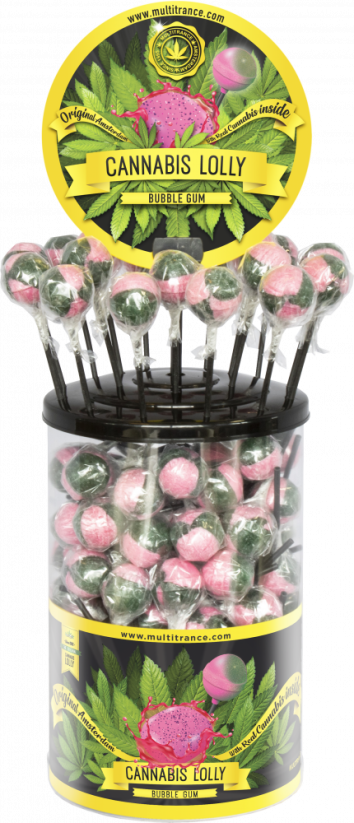 Lollies tal-Kannabis Bubble Gum – Kontenitur tal-Wiri (100 Lollies)