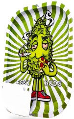 Best Buds Didelis metalinis sukamas picos padėklas su magnetine malūnėlio kortele