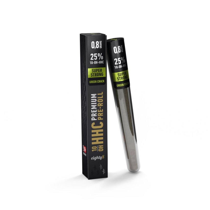 Eighty8 10-OH-HHC Preroll Süper Güçlü Yeşil Çatlak, %25 10-OH-HHC, 0,8 g