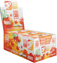 Chicle Astra Hemp Mango (36 mg CBD), 24 cajas en display