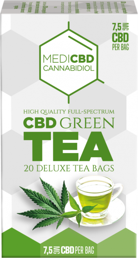 MediCBD Зелений чай (коробка з 20 чайних пакетиків), 7,5 мг CBD