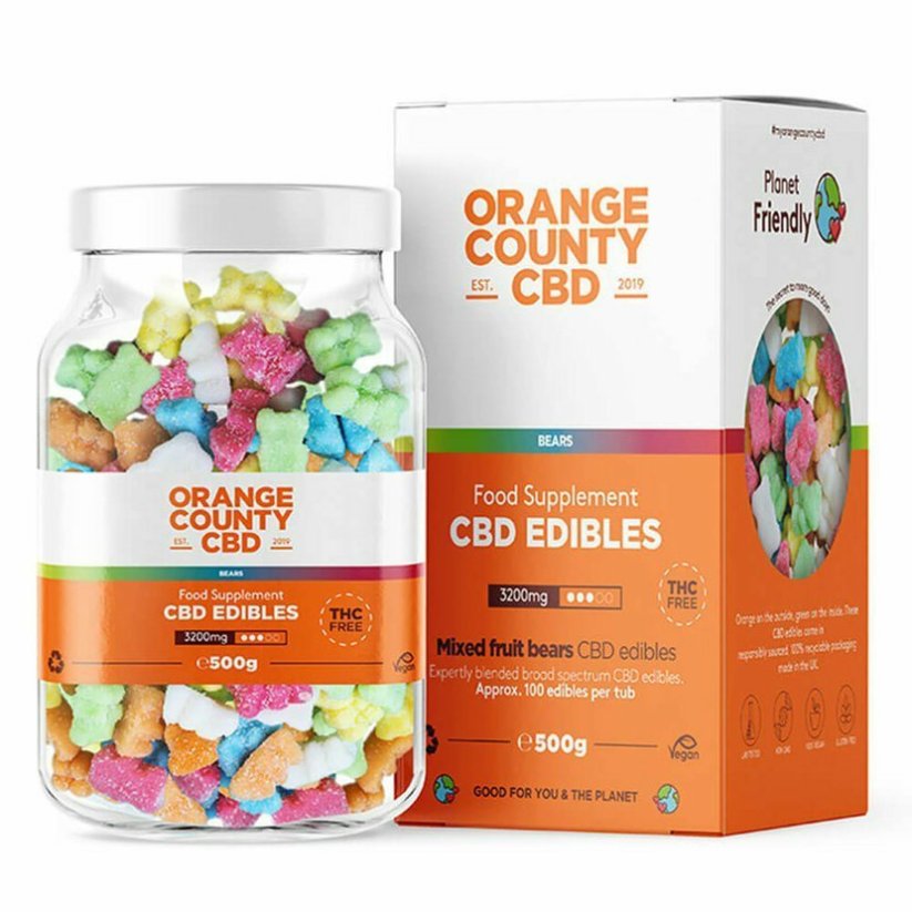 Orange County CBD グミベア、100 個、3200 mg CBD、500 g