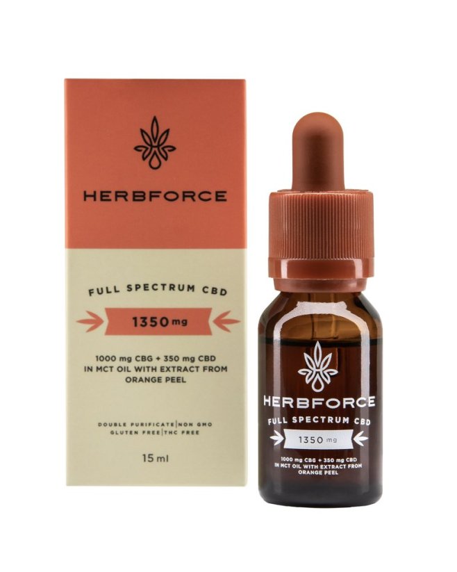 Herbforce Espectro completo Coco MCT óleo CBG / CDB - 10 % : 3,5 %, 15 ml, 1000 mg CBG, 350 mg CDB