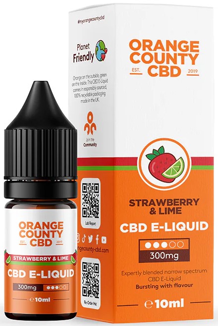 Orange County CBD E-folyékony eper és lime, CBD 300 mg, 10 ml