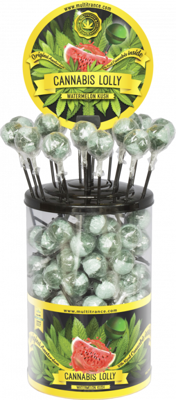 Cannabis Watermelon Kush saldainiai – vitrininis konteineris (100 saldainių)