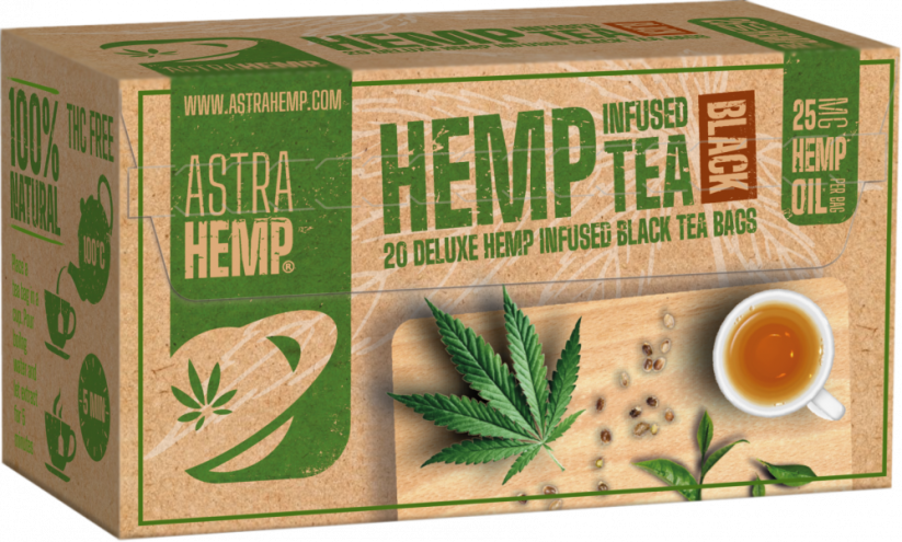 Astra Hemp Black Tea 25 mg di olio di canapa (scatola da 20 bustine di tè)