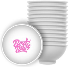 Best Buds Bol mélangeur en silicone 7 cm, blanc avec logo rose